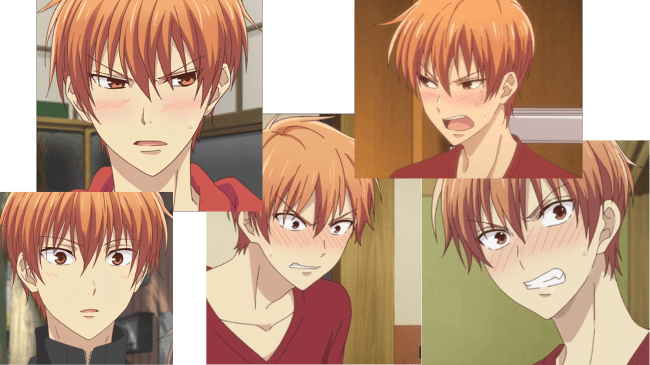 A flustered Kyo from Fruits Basket